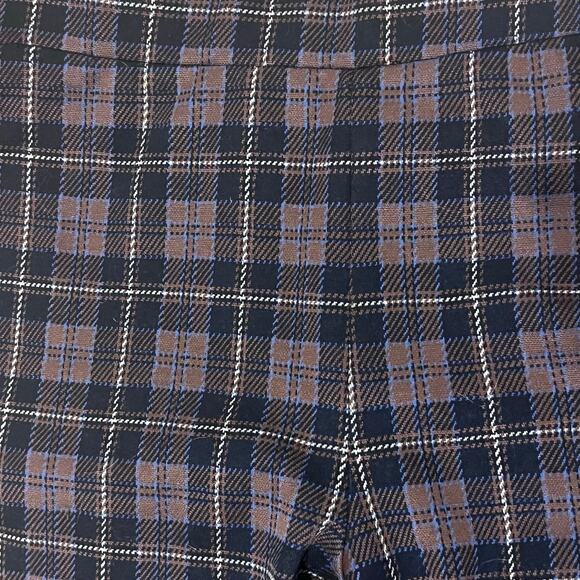 Retro High Rise Plaid Flare Pants Brown Black Ponte Knit Retro Y2K Size Medium - Picture 3 of 12